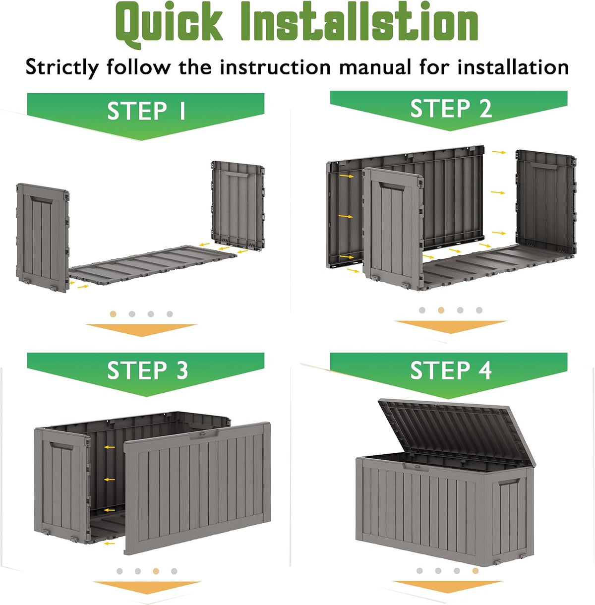 Outdoor Storage Waterproof Deck Box for Patio (80 Gallon, Grey)