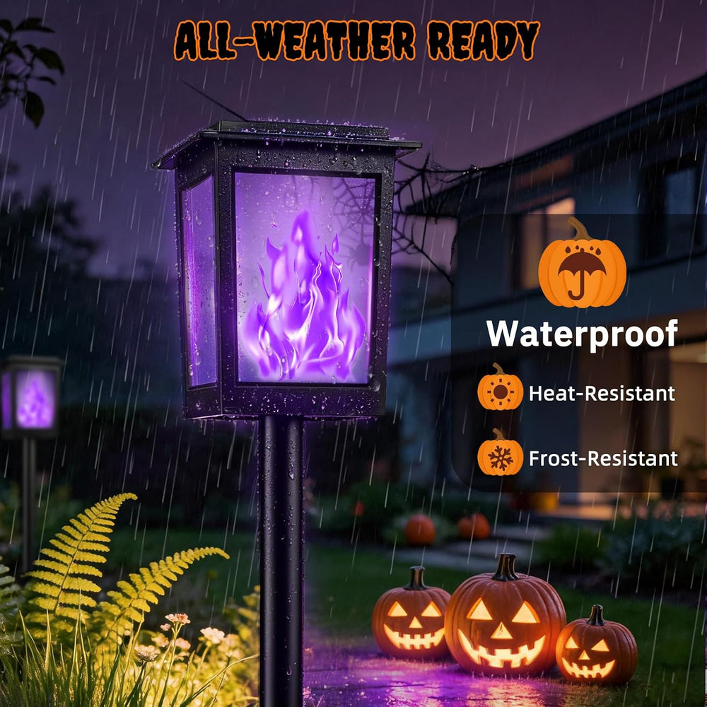 KYEKIO Large Size & Gen2 Purple Flame Solar Halloween Lights Outdoor Decor