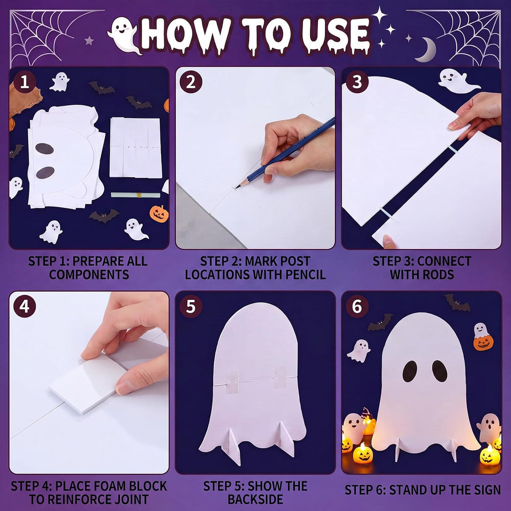 4 Pcs Halloween Ghost Cardboard Cutouts Large 27.56'' Ghost Decor