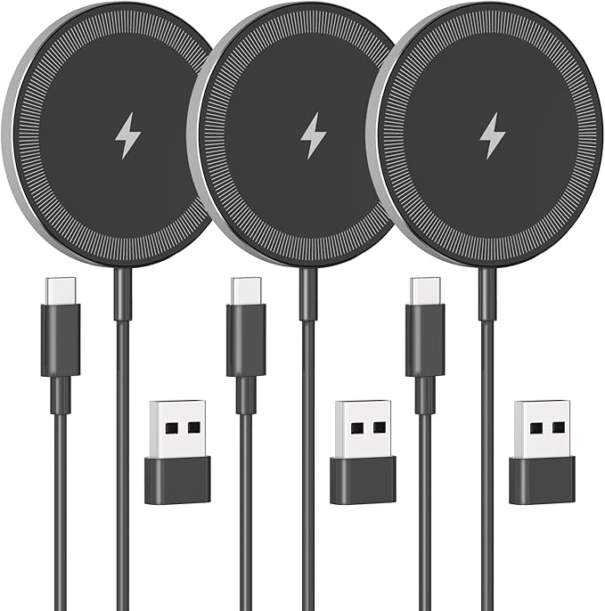 3Pack Magnetic Wireless Charging Pad: 15W Fast Qi Wireless Charger