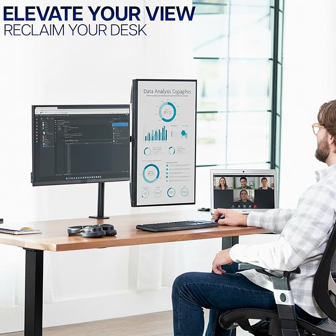 VIVO Dual Monitor Desk Mount, Holds 2 Computer Screens up to 30 inches and