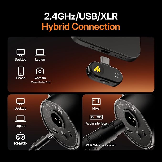 MAONO PD200W Hybrid Wireless Podcast Microphone