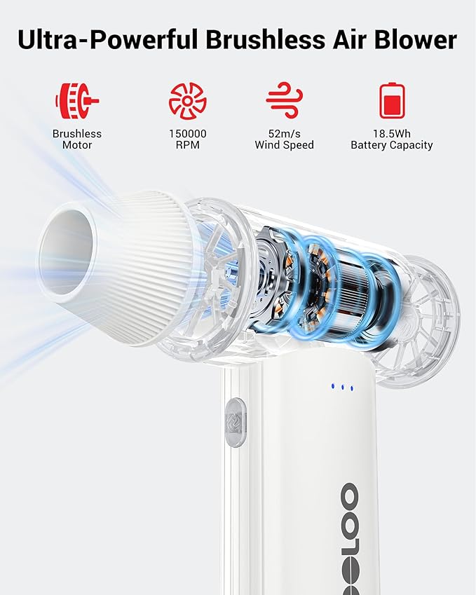 GOOLOO F3 Electric Air Duster- 150000RPM 52m/s Super Power Car Duster, Variable