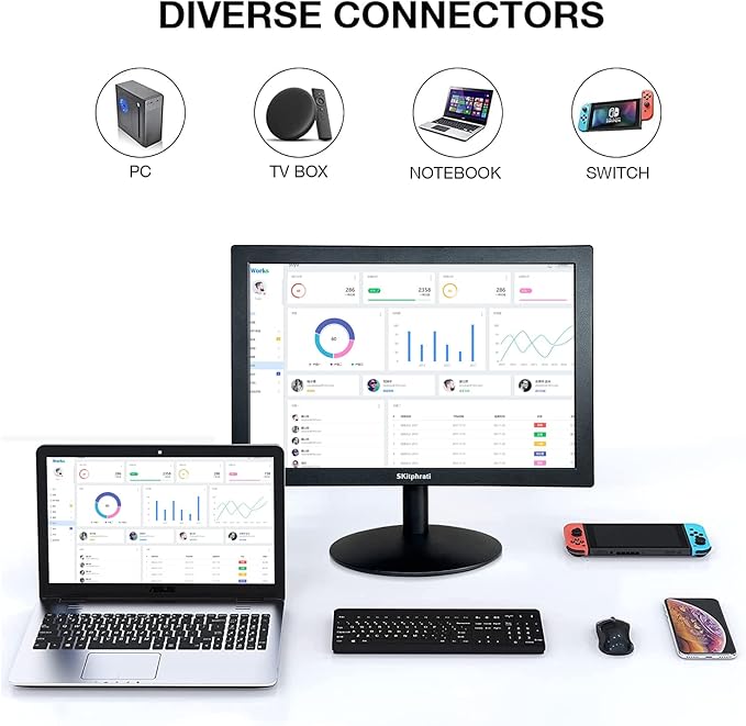 SKitphrati 15.6 Inch Small PC Monitor, FHD VA 1080P Desktop Display