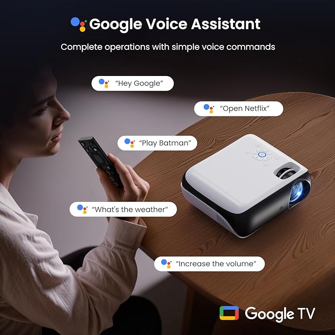 Official Licensed Google TV Smart Projector, HAPPRUN 4K UHD Home Theater