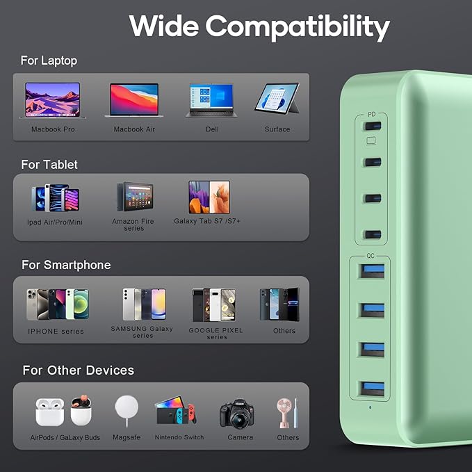8-Port Multiple Charger Station 200W