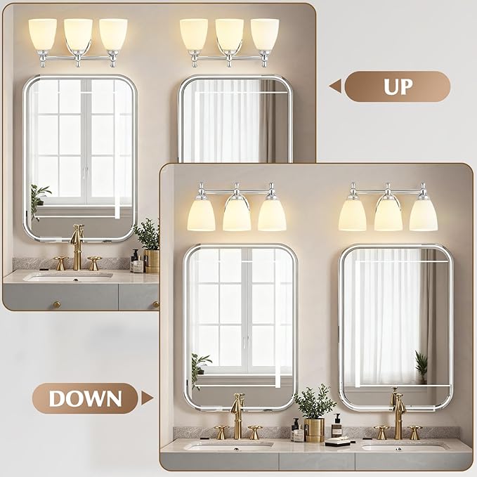 EJIAXIN Bathroom Light Fixtures, 3 Light Bathroom Lighting Fixtures Over Mirror