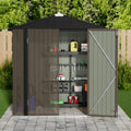 JUMMICO Metal Outdoor Storage Shed, 6 x 4 FT, Brown