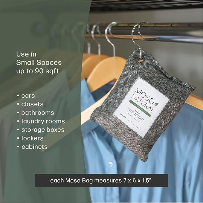 Moso Natural Air Purifying Bag 200g HGTV Editor's Pick | Premium Bamboo (3 Pack)