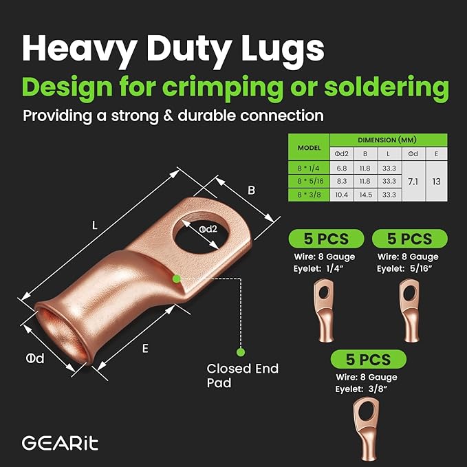 GearIT 8 Gauge CCA Battery Cable