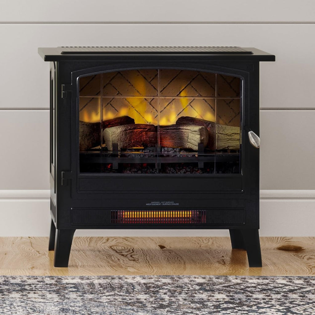 Country Living Infrared Freestanding Electric Fireplace Stove Heater in Black |