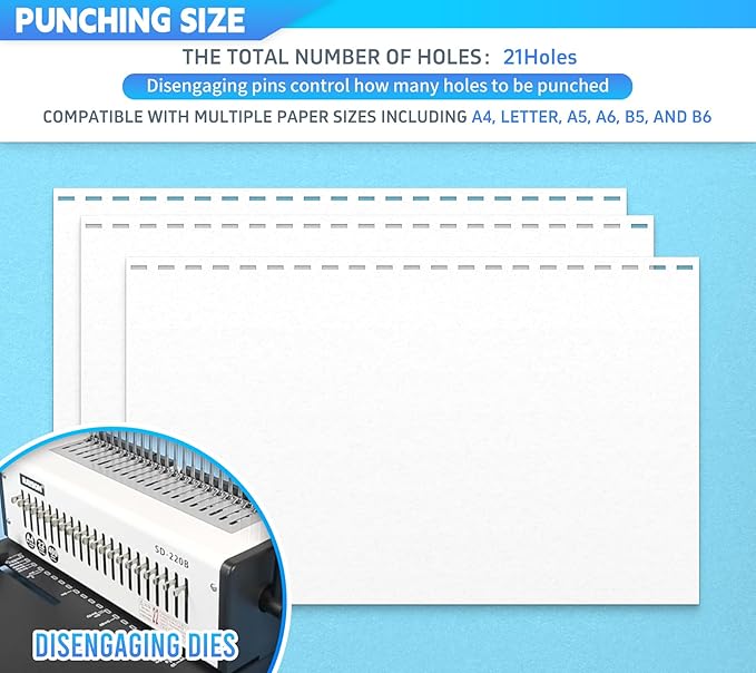 Rayson SD-220B Binding Machine, 21 Holes Comb Binding Machine, Max. Punch 20