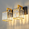 FDPBY Modern Bathroom Vanity Light 2-Lights Black Gold Crystal Wall Lamp
