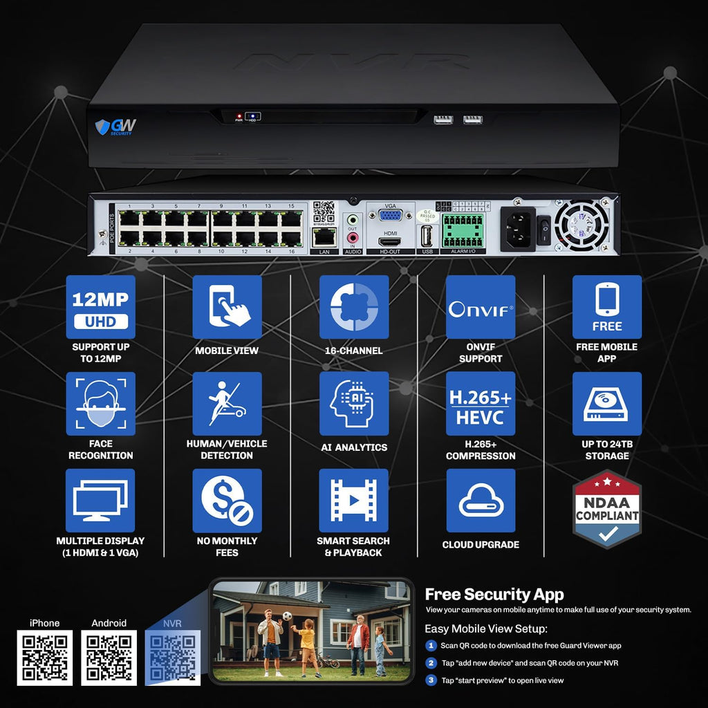 gw security 16 channel 4k ndaa & taa, side view