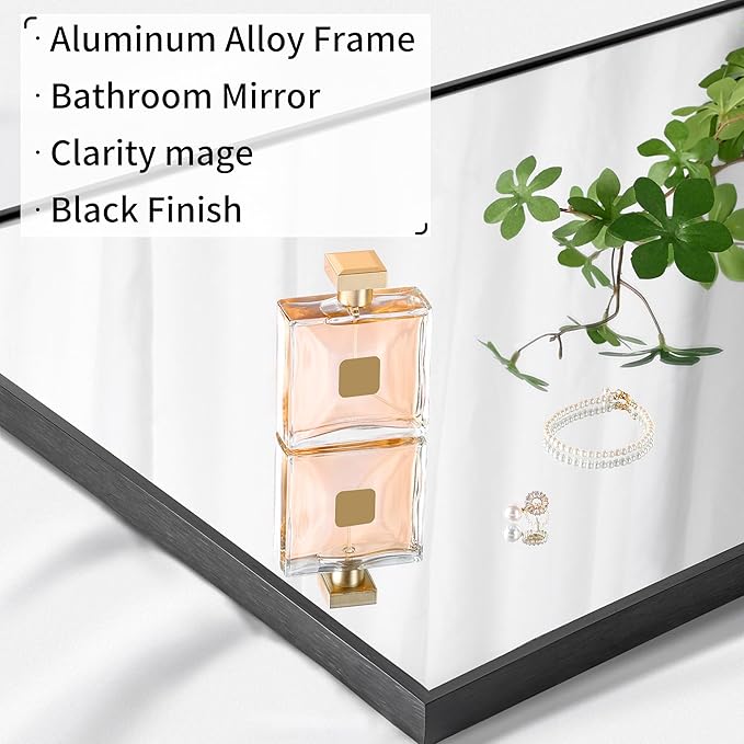 Black Bathroom Mirror for Wall, 72x30 Inch Rectangle Mirrors