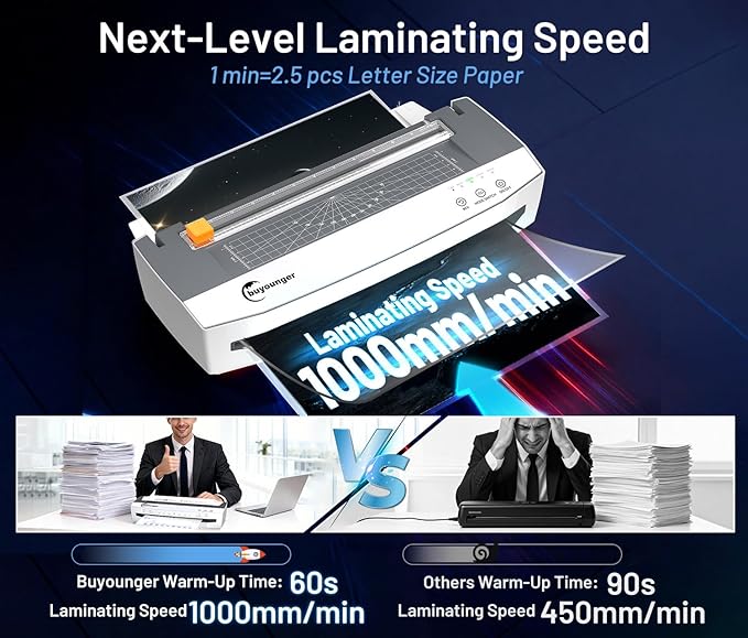Buyounger 3-10 Mil Laminator Machine, 4-Roller Commercial Laminator Machine