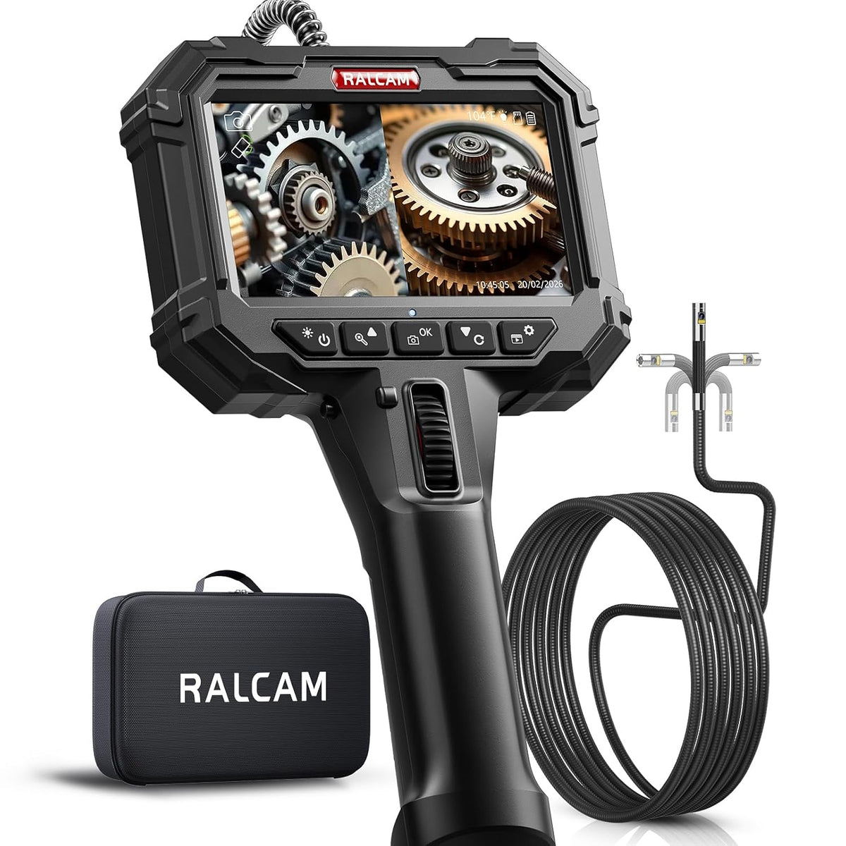Ralcam 10FT Two-Way Articulating Borescope Dual Lens Slim Probe
