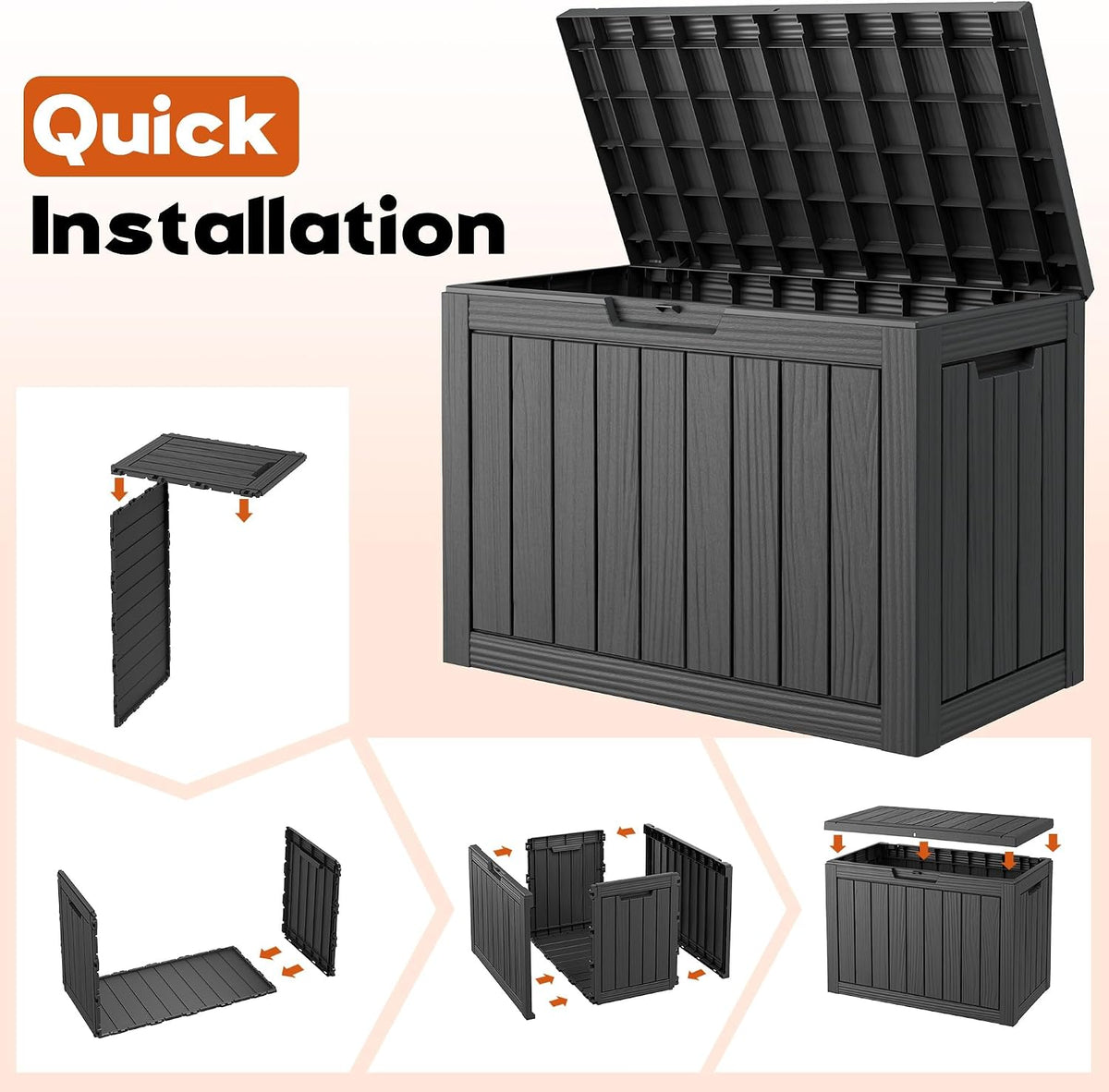 outdoor storage box, resin deck boxes outdoor, waterproof showing dimensions