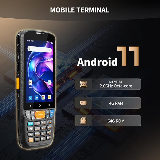 NETUM Android 11 Handheld Barcode Scanner Terminal Mobile Computer, Wi-Fi 4G BT