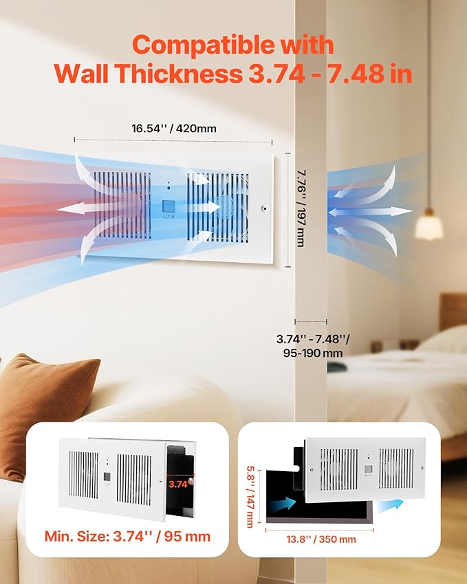 VEVOR Room to Room Fan, Adjustable Dual Airflow Through-the-Wall Fan