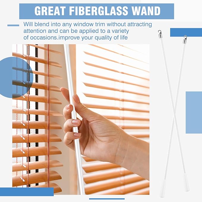 Bokon 2 Pieces White Fiberglass Blind Wand Vertical Blinds Stick Replacement