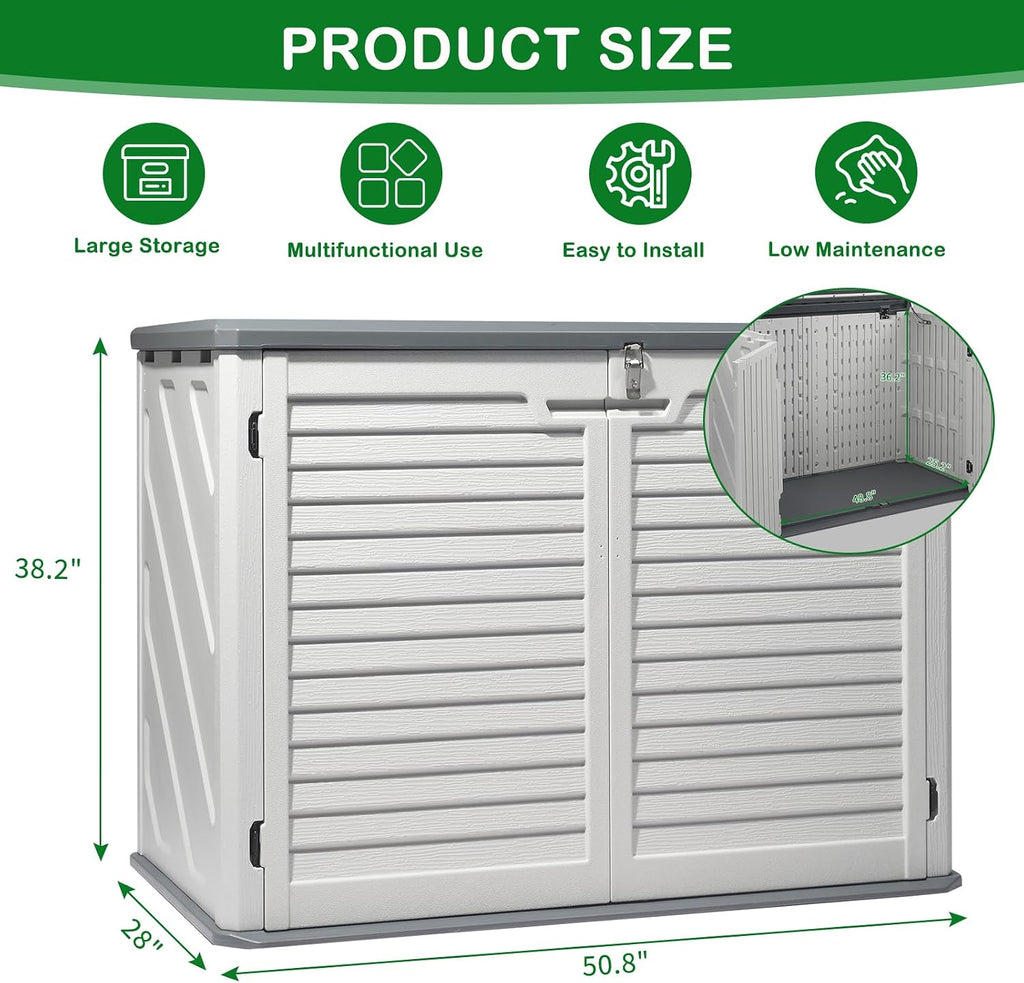 vingli upgraded 31.5 cu.ft plastic outdoor storage shed, package contents