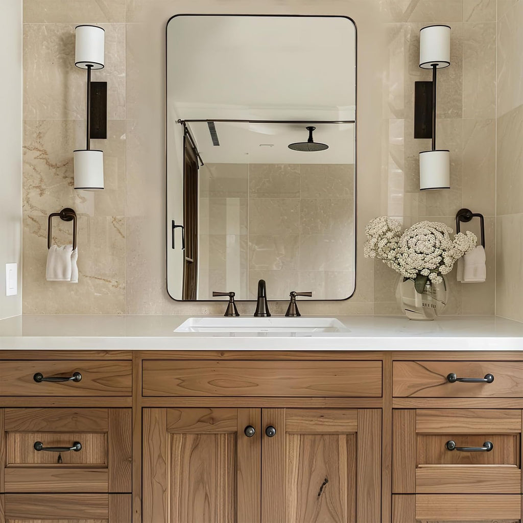 ANDY STAR Wall Mirror for Bathroom, Rounded Rectangle Mirror for Vanity