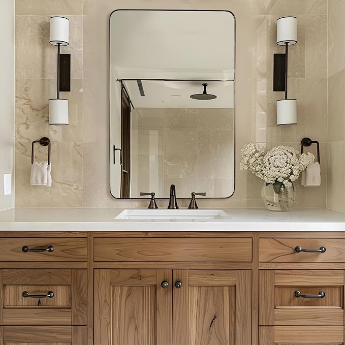 ANDY STAR Wall Mirror for Bathroom, 20”x28”Brushed Bronze Bathroom Mirror