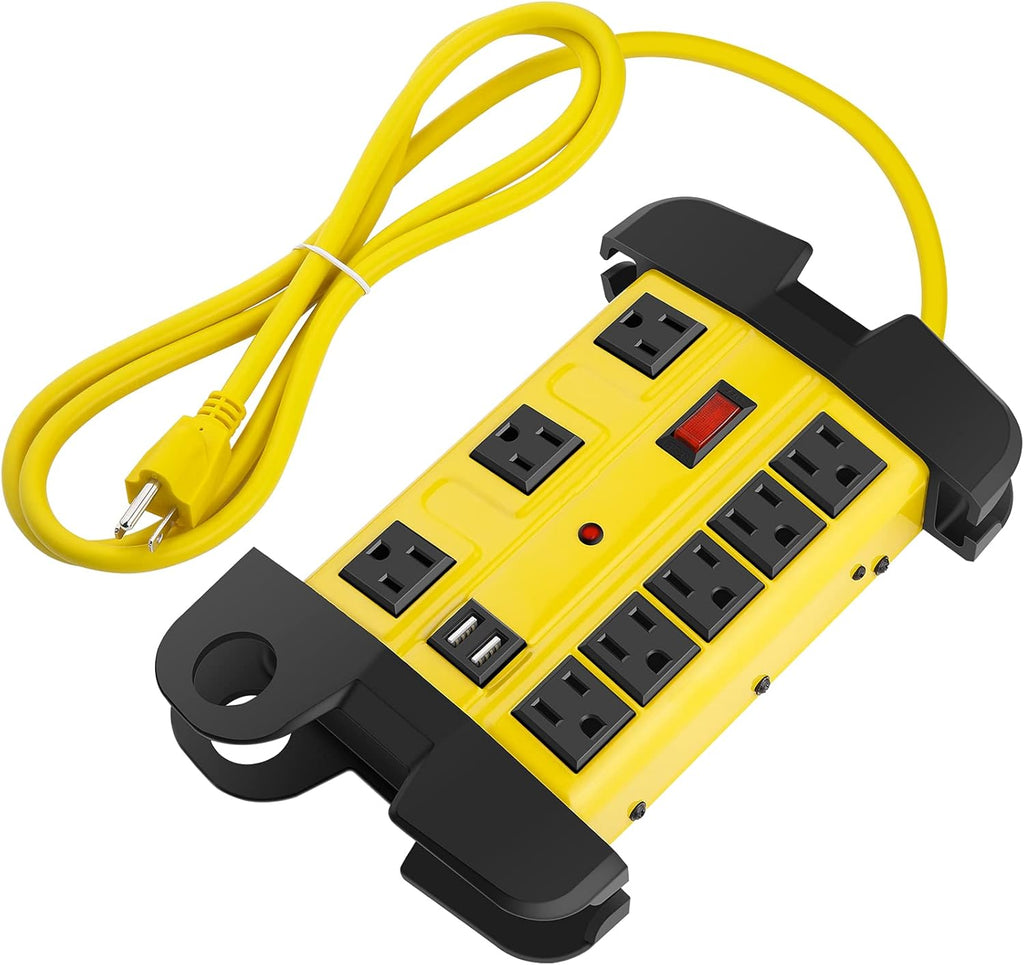 Heavy Duty Power Strip with USB, Workshop 8 Outlet Surge Protector 2700 Joules