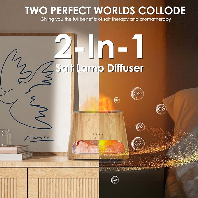 SALKING 2-in-1 Ultrasonic Essential Oil Diffuser & Himalayan Salt Lamp