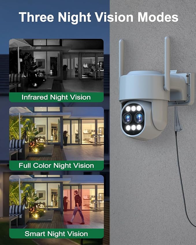 ZHXINSD 4K Security Camera System Wireless, Dual Lens 4MP+4MP 10X Zoom 2.4G/5G