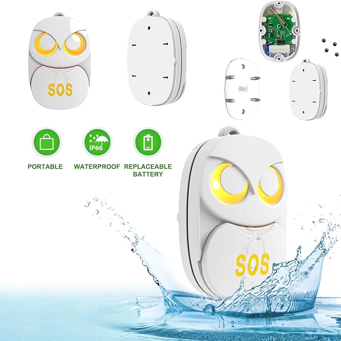 HTZSAFE Caregiver Pager Wireless Call Button 500+ Feet, SOS Alert Nurse Calling