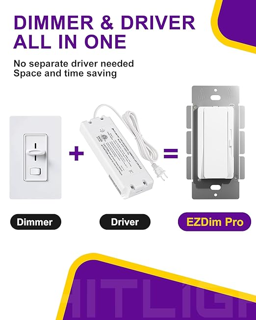 HitLights LED Driver and Dimmer Switch in One 60W, 120V AC to 12V DC, Compatible