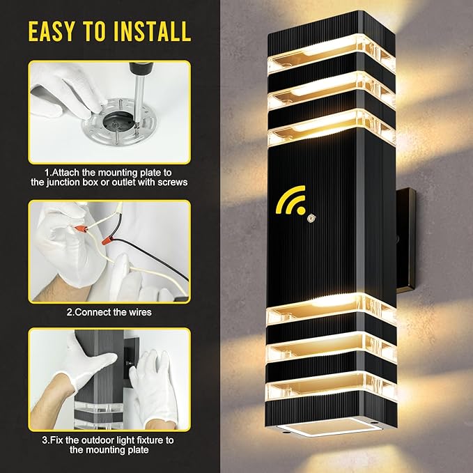 MZLITI LED Square Up & Down Wall Lights 2 Pack 15inch, Outdoor Wall Lights