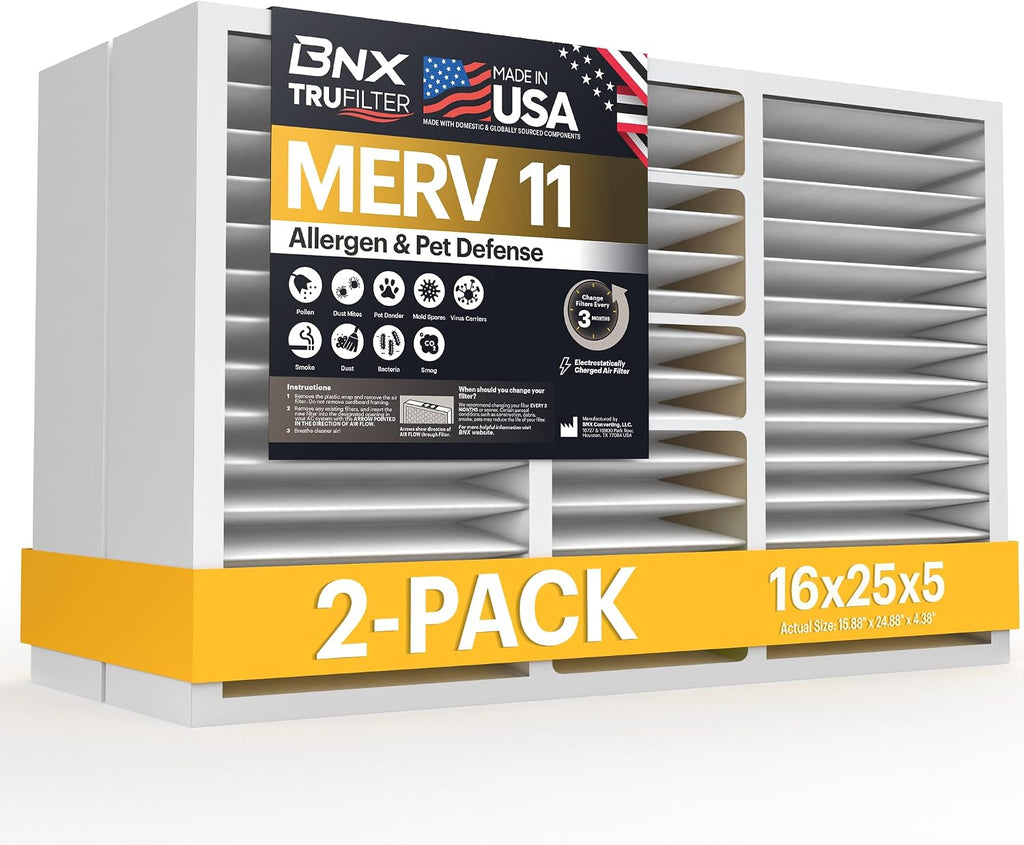 BNX TruFilter 16x25x5 MERV 11 Air Filter (2-Pack)