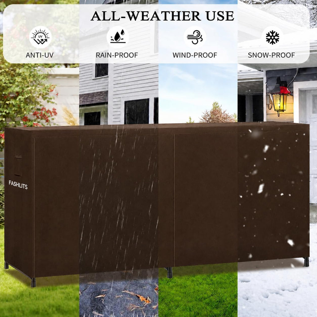 8ft firewood rack cover, waterproof heavy duty 600d, side view