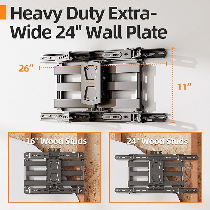 IWORKBORAD 42-86 '' Full Motion TV Wall Mount 24 Inch Studs, Heavy Duty TV