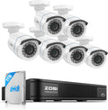 ZOSI 3K Lite Wired Security Camera System Outdoor, 6 x 1080p Camera,1TB HDD
