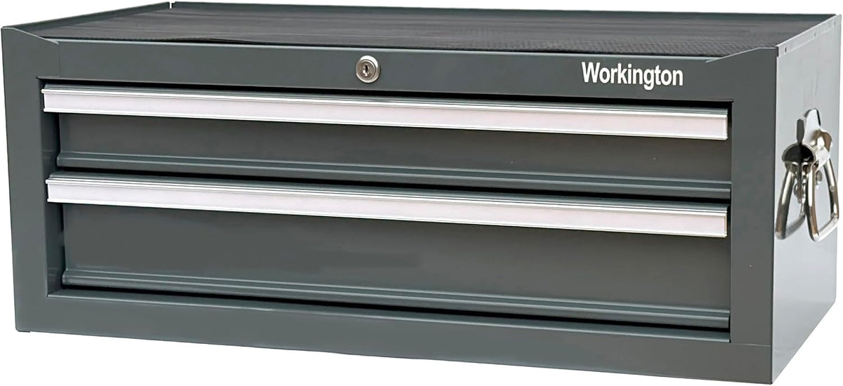 Workington Industrial 2 Drawers Portable Metal Intermediate Box, 26" Middle Tool Chest Cabinet with Ball Bearing Drawer Slides, Steel Tool Storage Box Organizer 4008 Gray