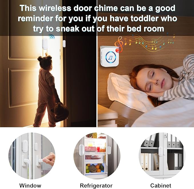 SanJie Door Sensor Chime for Door Opens, Business/Home/Office/Store, 500 FT