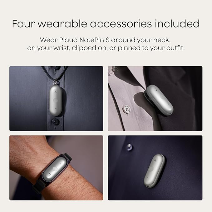 Plaud NotePin S AI Voice Recorder, Wearable AI Notetaker, AI Transcribe &