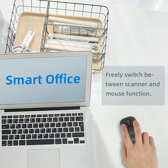 THARO New Wireless Mouse Barcode Scanner, 2-in-1 Design 2D Handheld Barcode