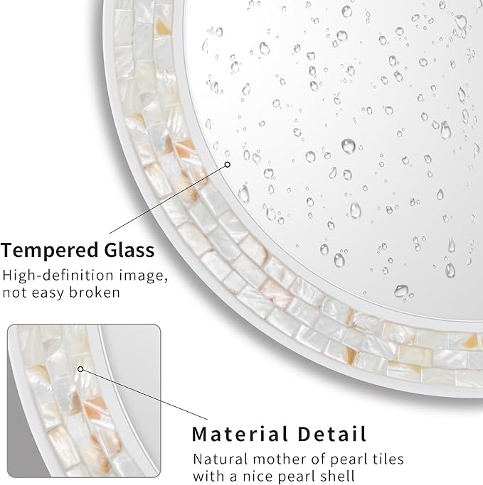 Tanmicoshomy Round Wall Mirror 28 Inch, Circle Mosaic Mirror