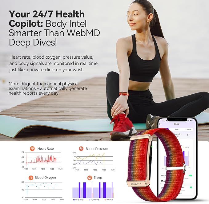 EnergyPort Fitness Tracker, Wearable Health Smart Bracelet Band