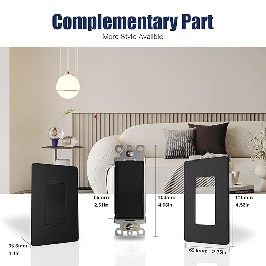 ThunderWay Matte Black 3 Way Decorative Light Switch (30 Pack)