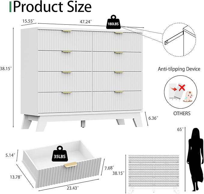 Fluted Dresser for Bedroom