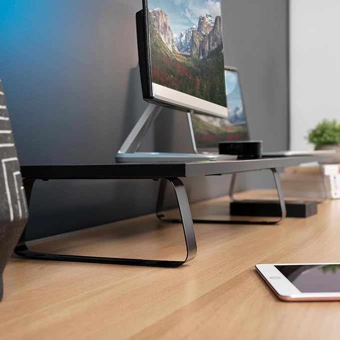 VIVO 39 inch Extra Long Monitor Stand, Wood & Steel Desktop Riser, Dual Screen