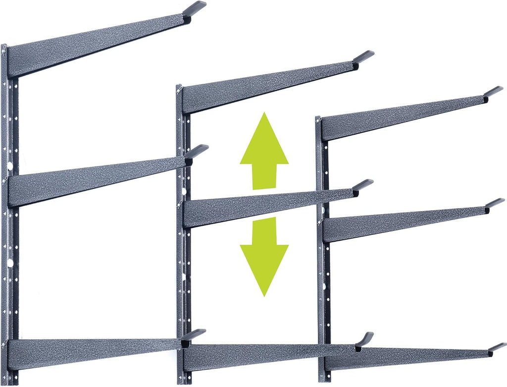 Delta Heavy Duty Lumber Storage Rack Cycle, Holds Up to 720 lbs - 3-Tier Wide Wood Storage Rack with Fully Adjustable Arms - Steel Construction Storage Solution for Garage, Basement & Pantry
