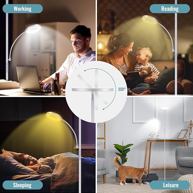 marctronic Silver Gray Floor Lamp, 42W 4000LM Super Bright LED Lamp