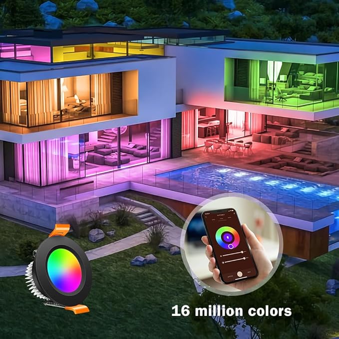 inShareplus 2 Inch Smart Recessed Lighting 10 Pack, 5W WiFi RGB LED Downlight